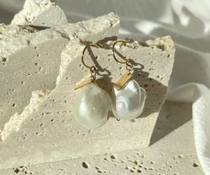 Baroque Pearl Earrings with Gold tag - AD Jewellery Copenhagen