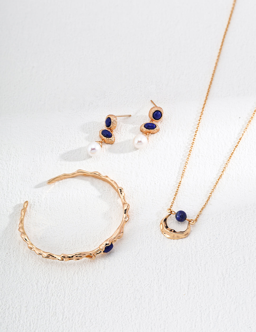 Gold Lapis Pearl Earrings - AD Jewellery Copenhagen