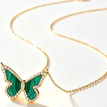 The Sommerfugl Malachite Pendant – Handcrafted Gold Silhouette - AD Jewellery Copenhagen