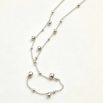 Organic Silver Ball Necklace | Minimalist Feminine Jewelry Set with Bracelet - AD Jewellery Copenhagen