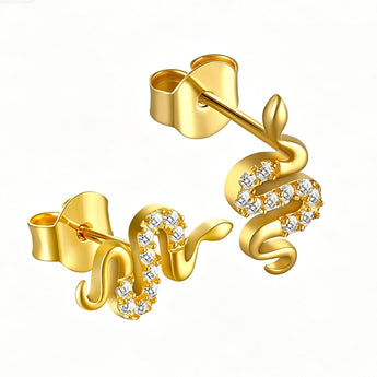 Gold snake Stud – Minimalist Single Earring | Stackable - AD Jewellery Copenhagen