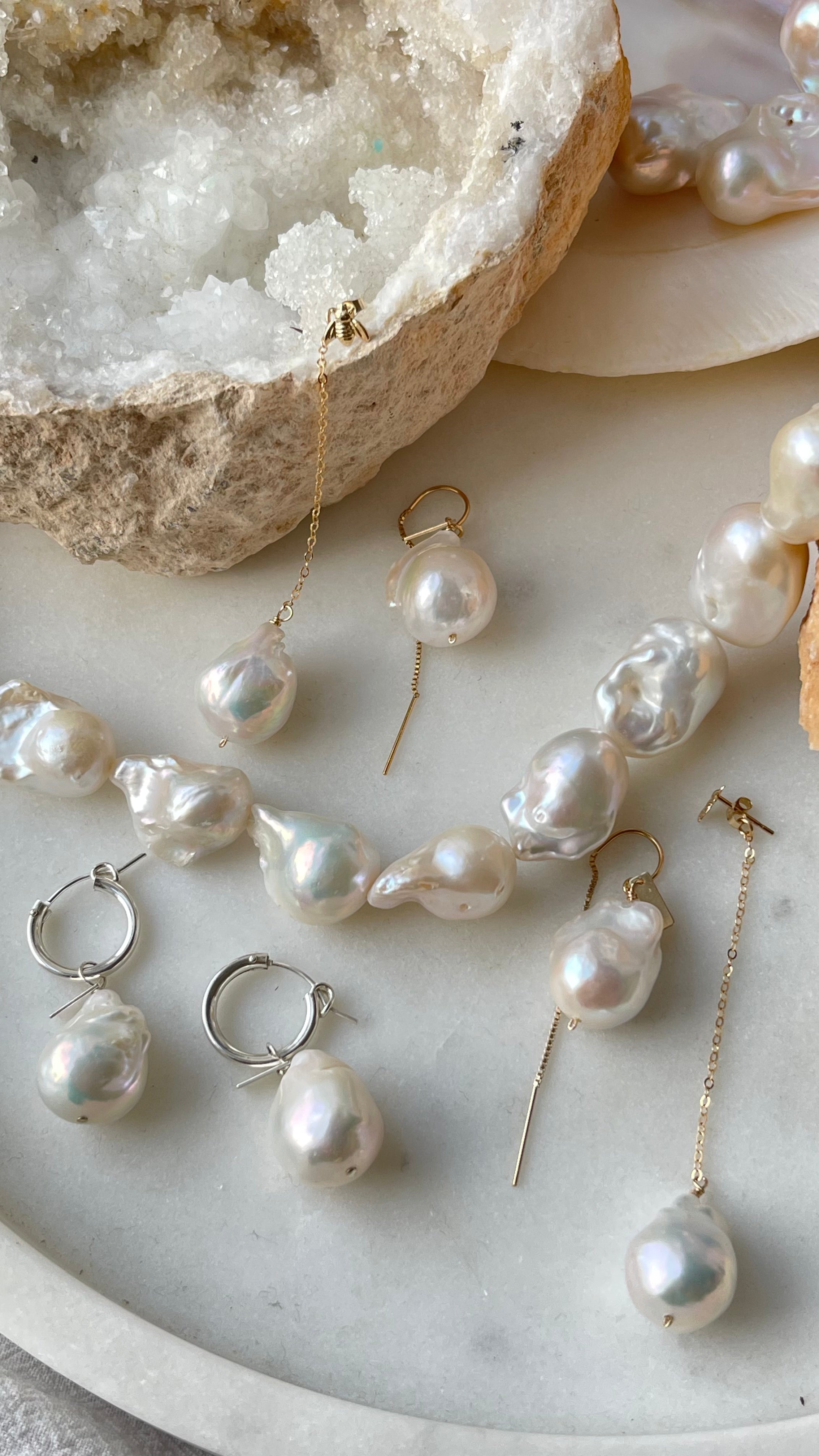 Baroque Pearl Earrings with Gold tag - AD Jewellery Copenhagen