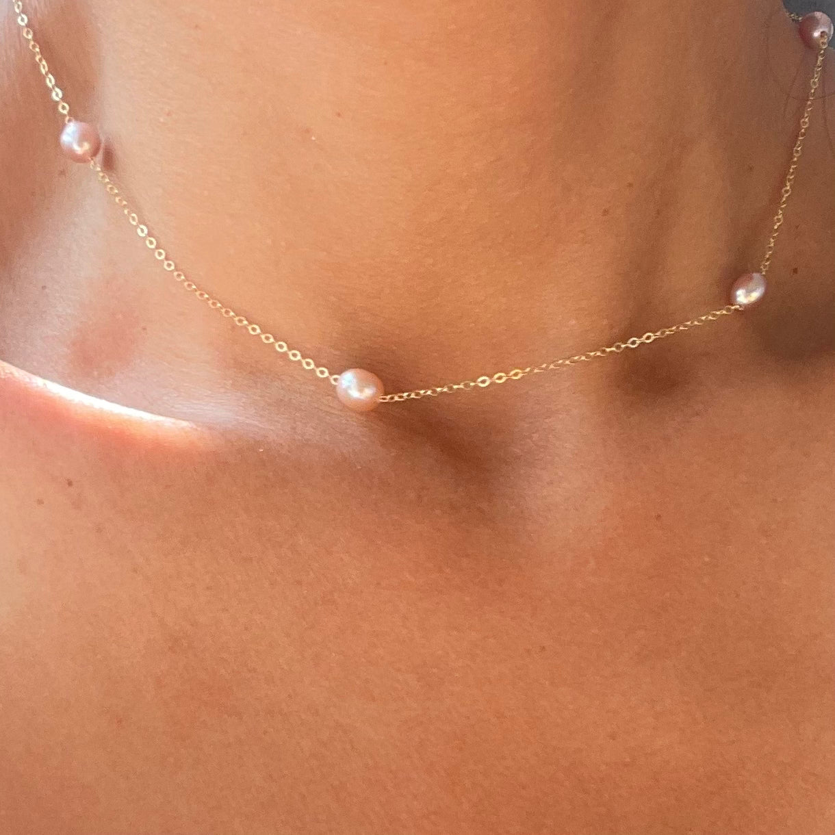 Ariel Mermaid pink Pearl Golden Necklace - AD Jewellery Copenhagen