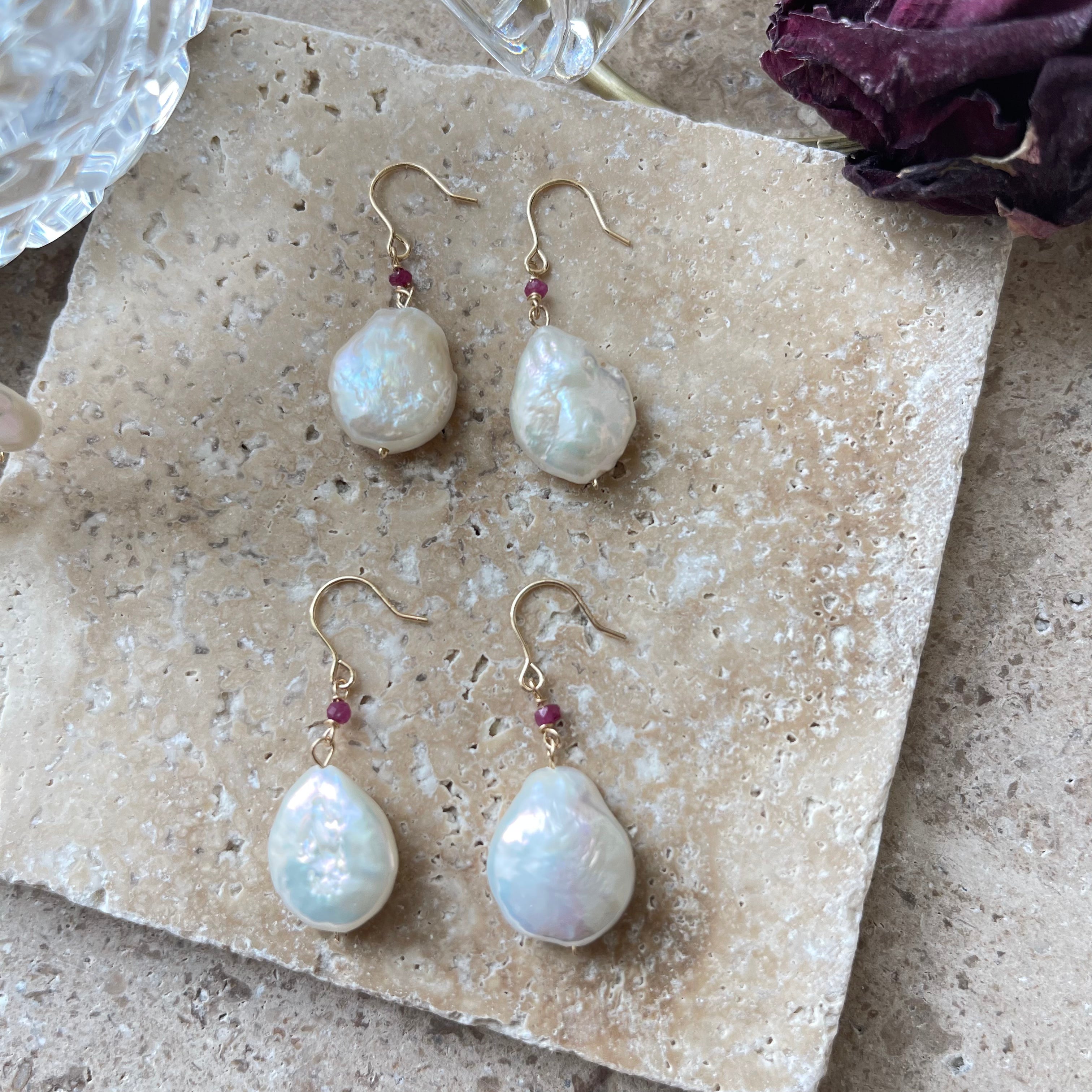 Ruby Blossom Pearls Earrings - AD Jewellery Copenhagen
