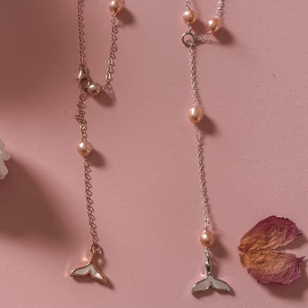 Ariel Mermaid pink Pearl Golden Necklace - AD Jewellery Copenhagen