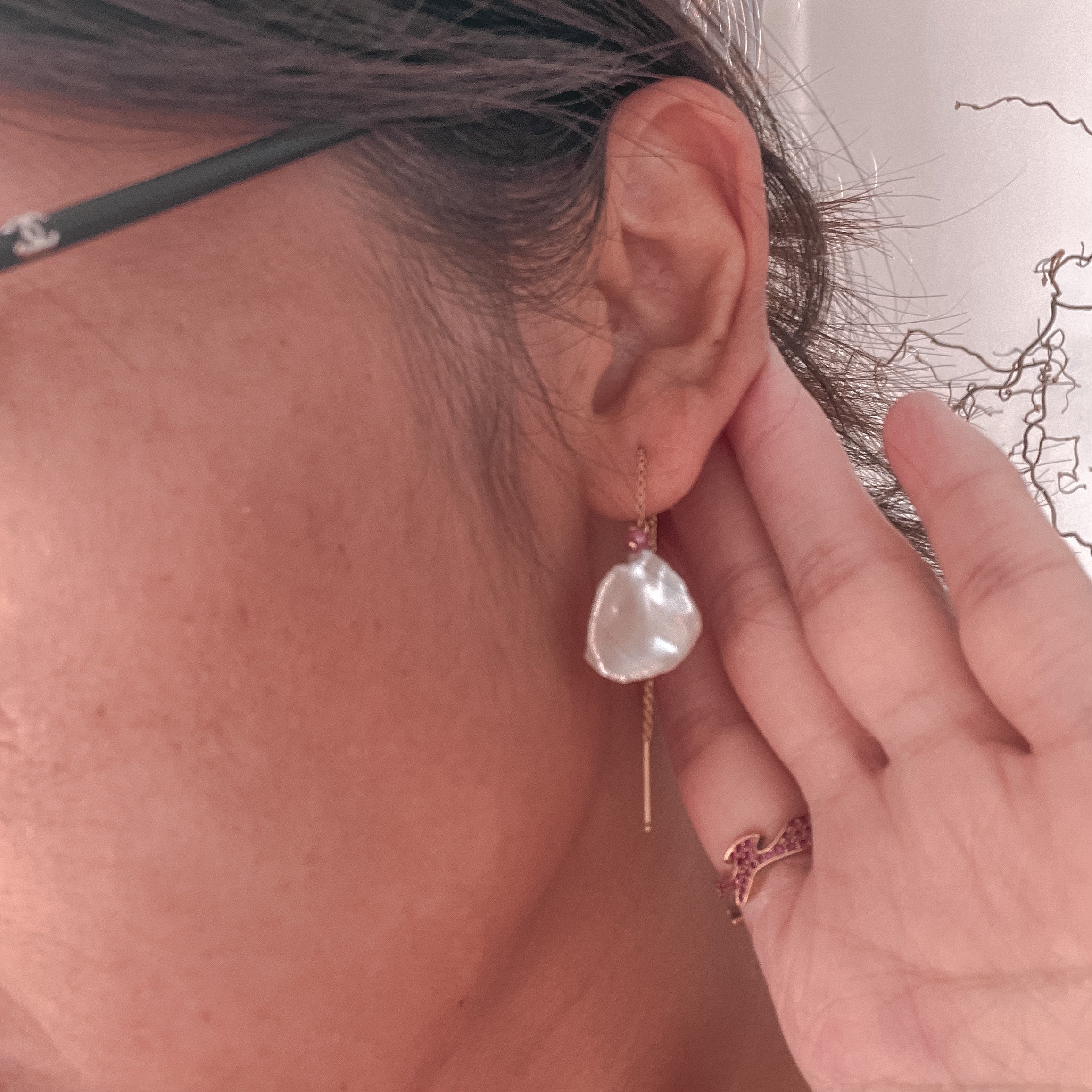 Margaret flourish Pearl threader Earing - AD Jewellery Copenhagen