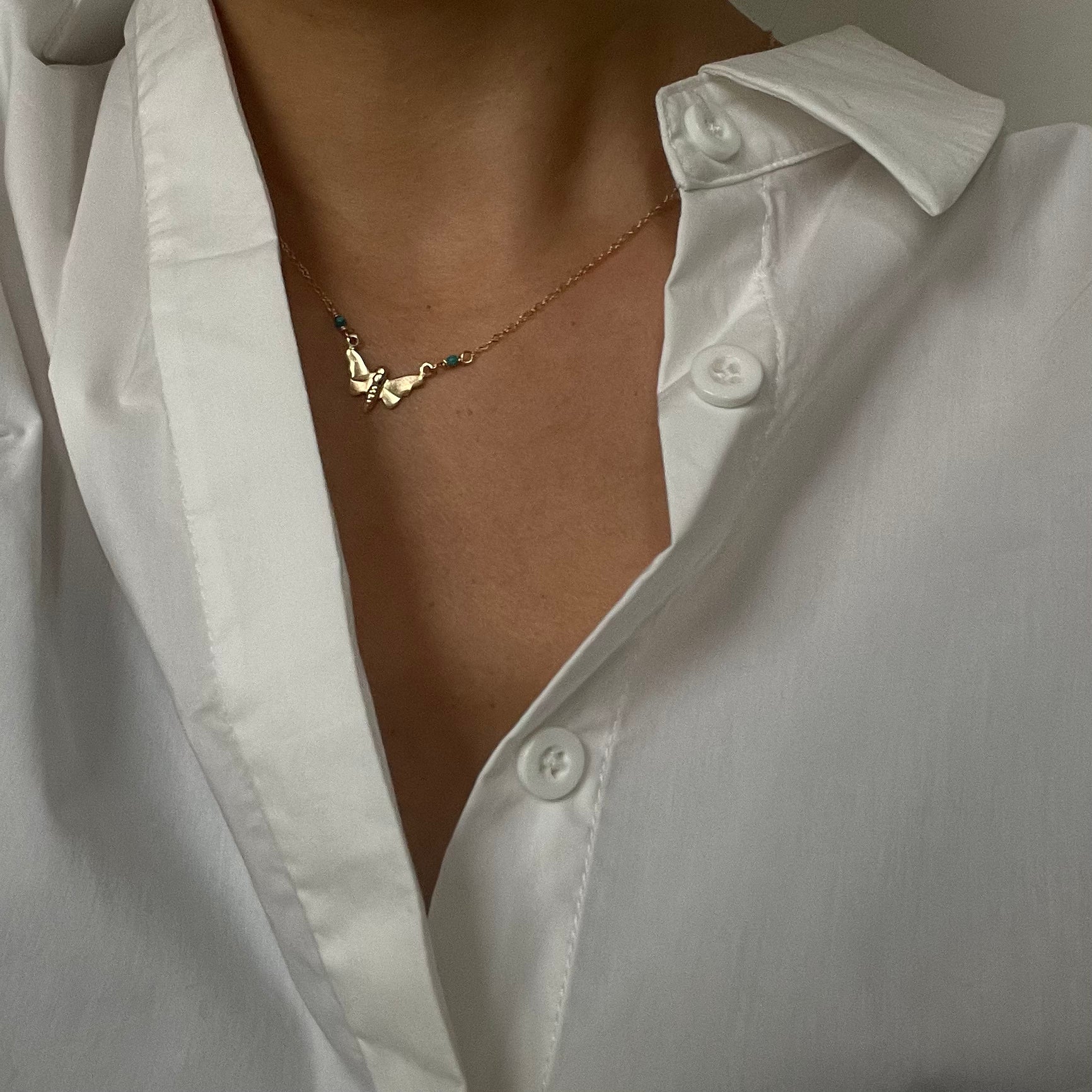 Butterfly Pendant Gold Necklace - AD Jewellery Copenhagen