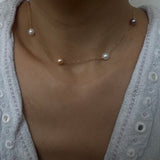 Sophia Satellite Pearl Golden Necklace