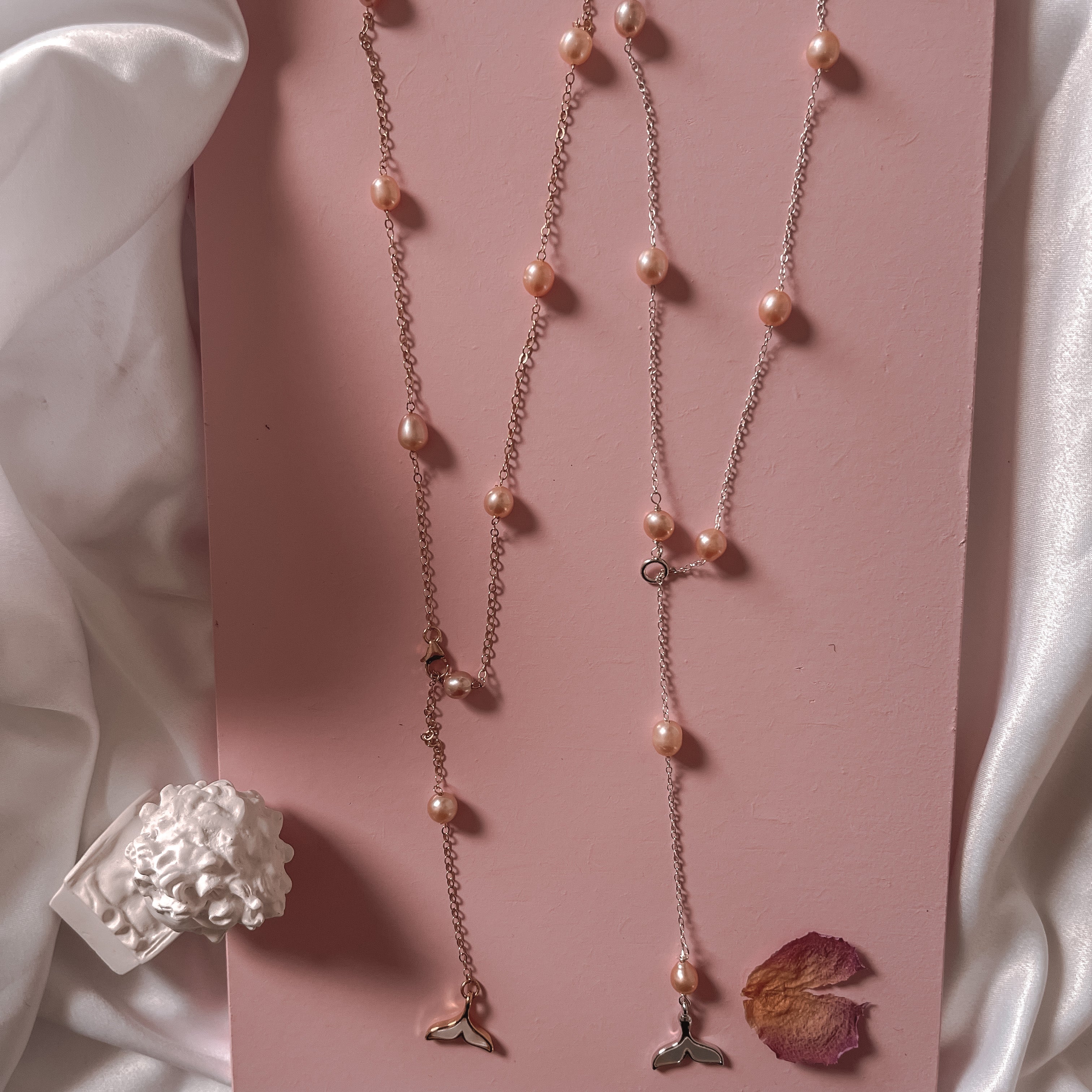 Ariel Mermaid pink Pearl Golden Necklace - AD Jewellery Copenhagen