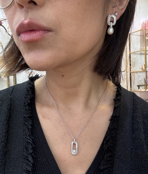 Scandinavian Pearl Drop Necklace -Silver & Gold Romantic Elegance