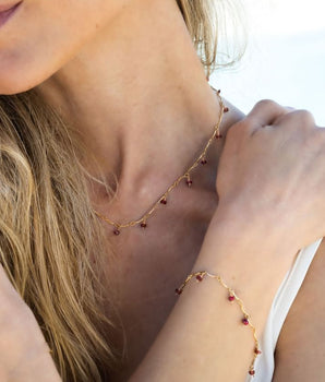 Ruby Birthstone Chain Necklace - July - AD Jewellery Copenhagen