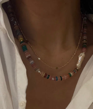 Multi color tourmaline gold Necklace - AD Jewellery Copenhagen
