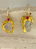 Raw Crystal Golden Earrings