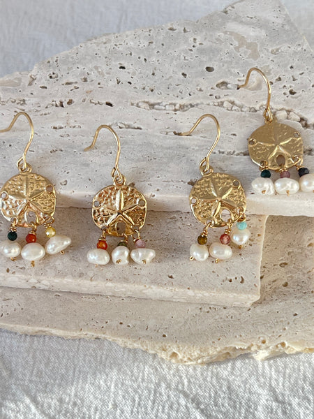 Ocean Element Earrings with color stones Mix and Match