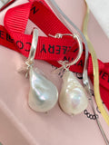 Baroque Pearl Hoops Earring Silver