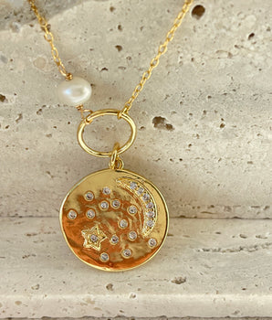 Luna Stars Pendant Gold Necklace - AD Jewellery Copenhagen