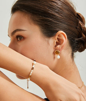 Laia Tigers Eye Pearl Earrings/ Ready to wear - AD Jewellery Copenhagen