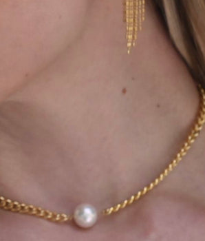 Cuban one Pearl Choker Necklace - AD Jewellery Copenhagen