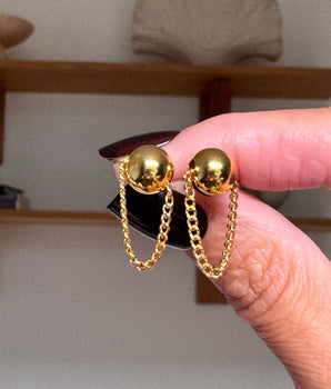 Gold Drop Earrings with chain