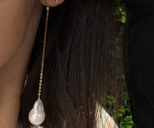 Dual-Wear Golden Bee & Natural Pearl Drop Earrings - Milan - AD Jewellery Copenhagen