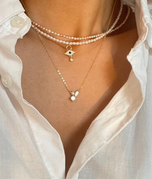 Petite mini Pearl Necklace with tag - AD Jewellery Copenhagen
