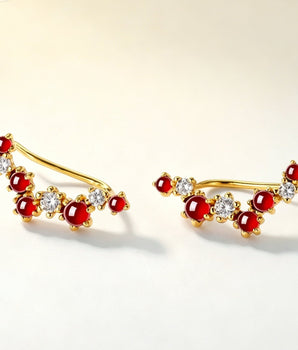 The Freja vintage Style Red Garnet Earrings - Gold Vermeil over Silver - AD Jewellery Copenhagen