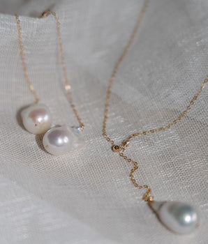Dual-Wear Golden Bee & Natural Pearl Drop Earrings - Milan