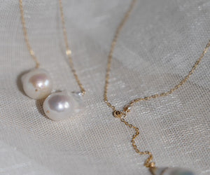 Dual-Wear Golden Bee & Natural Pearl Drop Earrings - Milan