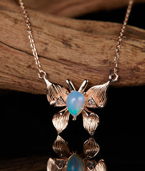 Butterfly Necklace with opel stone