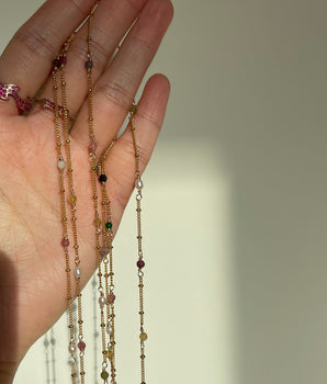 Multi color tourmaline gold Necklace - AD Jewellery Copenhagen