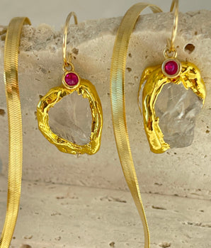 Raw Crystal Golden Earrings - AD Jewellery Copenhagen