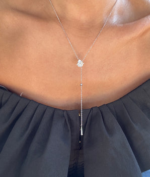 Rachel Pearl drop Necklace -silver