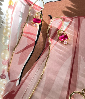 Red stones Earrings Mix and Match - AD Jewellery Copenhagen