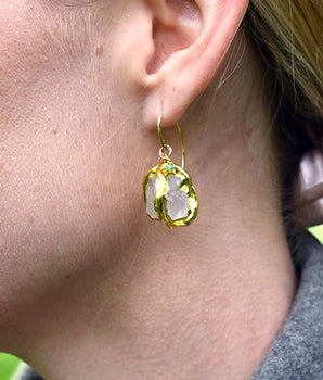 Raw Crystal Golden Earrings - AD Jewellery Copenhagen