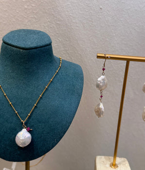 Ruby Blossom Pearl Necklace - AD Jewellery Copenhagen