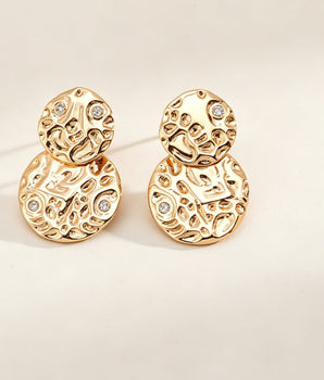 Bold Round Zircon Earrings |Classic Statement Studs