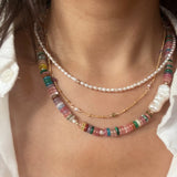 Multi color tourmaline gold Necklace