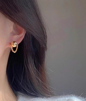 Gold Drop Earrings with chain