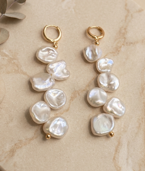 14K Gold Filled Floral Pearl Drops Earrings