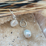 Baroque Pearl Hoops Earring Silver