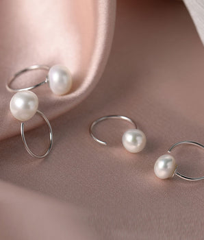 Minimalist huggie Hoop Earrings with Pearls Mix and Match - AD Jewellery Copenhagen
