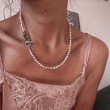 Iris nature pink Pearl Necklace