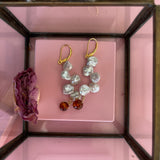 Kenzie Pearl Petals Earrings with natural amber stone