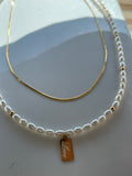 Petit Pearl Gold Necklace w. LOVE Pendant