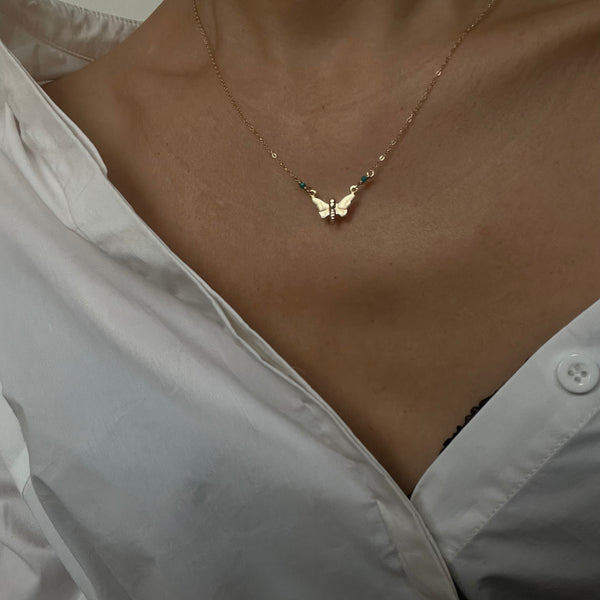 Butterfly Pendant Gold Necklace