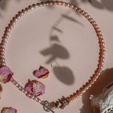 Iris nature pink Pearl Necklace