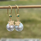 Gold baroque pearl Earrings w. Zircon