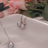 Nature grey Pearl Silver Earrings - Nada