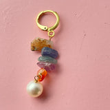 Kenzie Pearl Petals Gold Earrings with multi gemstones