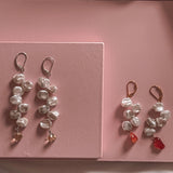 Kenzie Pearl Petals Gold Earrings  with Canelian stones